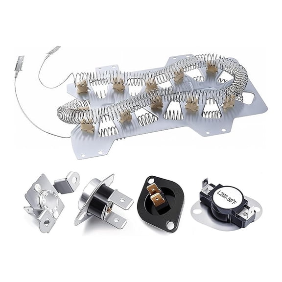 Dryer Heating Replacement Kit for DVE50M7450W/A3 DV405ETPASU/AA DVE45T6000W/A3 DV48H7400EP/A2 DV448AEP/XAA DV448AEW/XAA DV456EWHDSU/AA DV410AER/XAA Thermal Fuse Thermistor