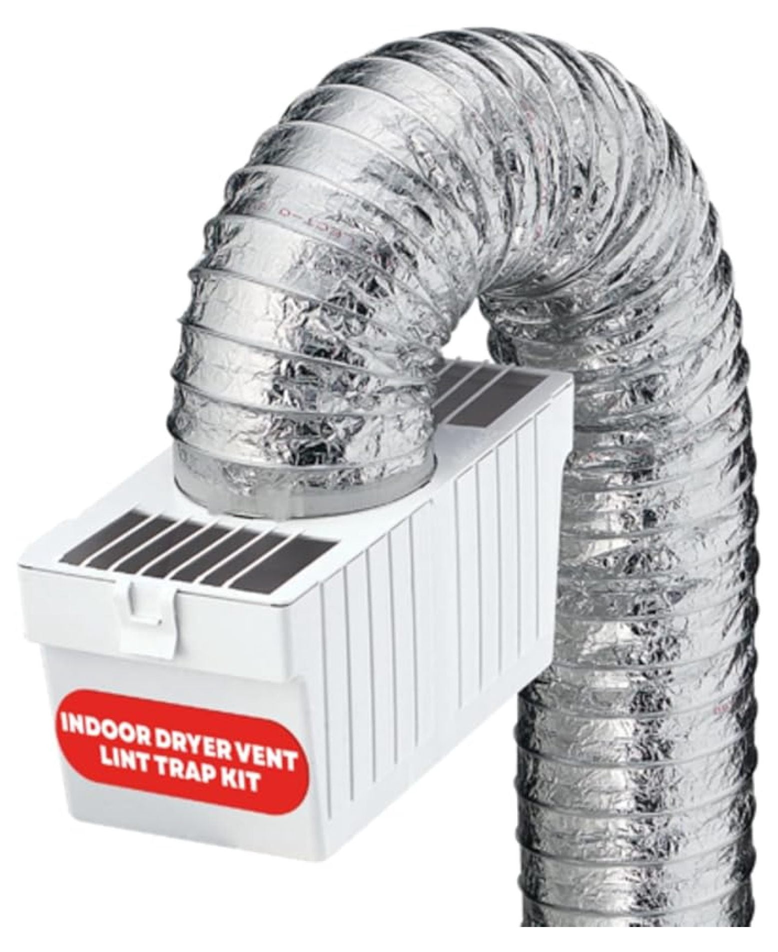 Dryer Lint Trap Kit for Electric Dryers, Indoor Venting with 4-Inch Diameter x 5-Foot Supurr-Flex Flexible Metallic Duct, Clamps Included, Easy Installation