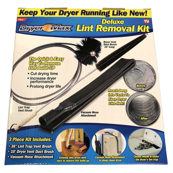 Dryer Max Lint Removal Brush Kit Black, Vent Cleaning Tool for Dryer Maintenance