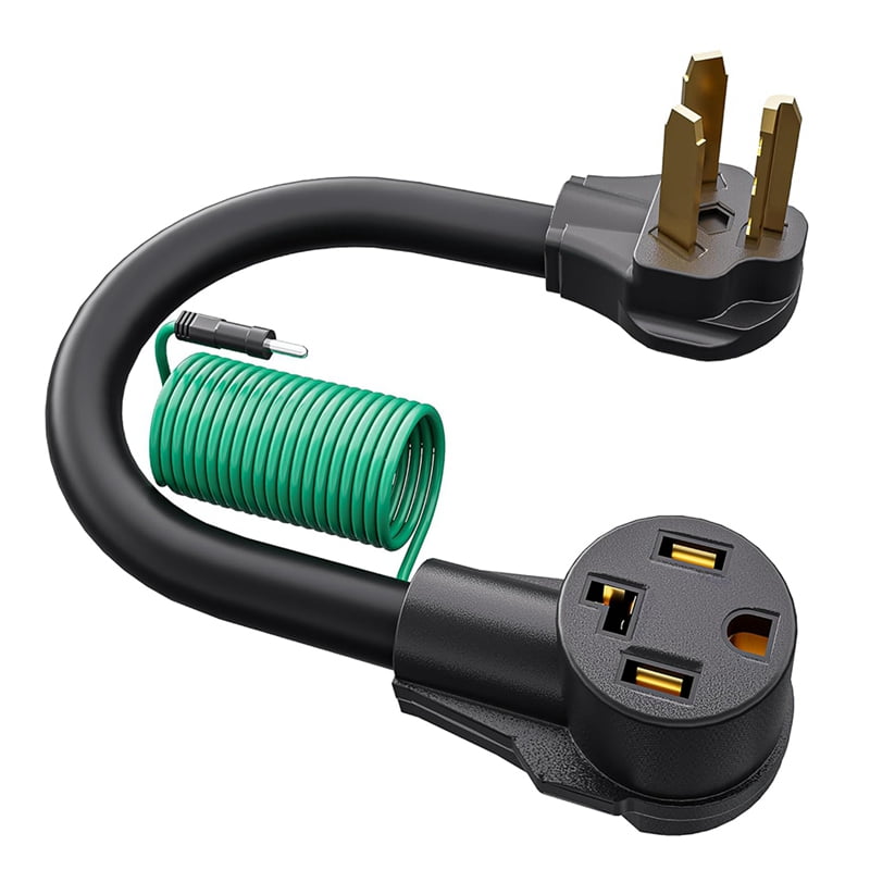 Dryer Plug Adapter 4 P R Ong To3 P R Ong,10-30P Plug to 14-30R Adapter,30Amp STW10AWG 1FT with Green Ground Wire US Plug
