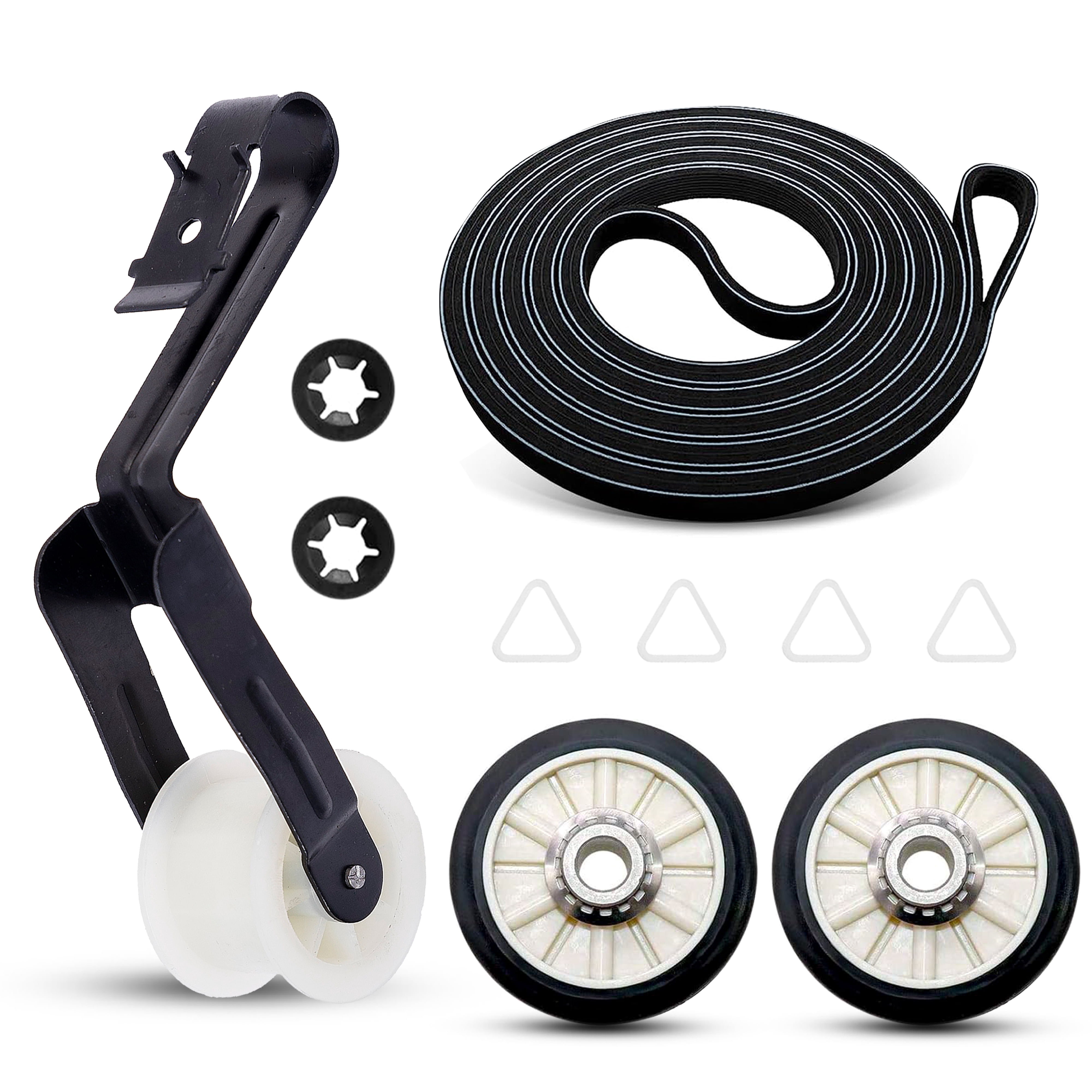 Dryer Repair Kit Drum Rollers 14210017 Belt 341241 Idler Pulley 14210023 Replacement For Amana NED4655EW1 NED4600YQ1 4GNED4600YQ1 NED4600YQ0 NGD4655EW2 NED4500VQ0 NED4500TQ0 NED4800VQ0 NED4700YQ1