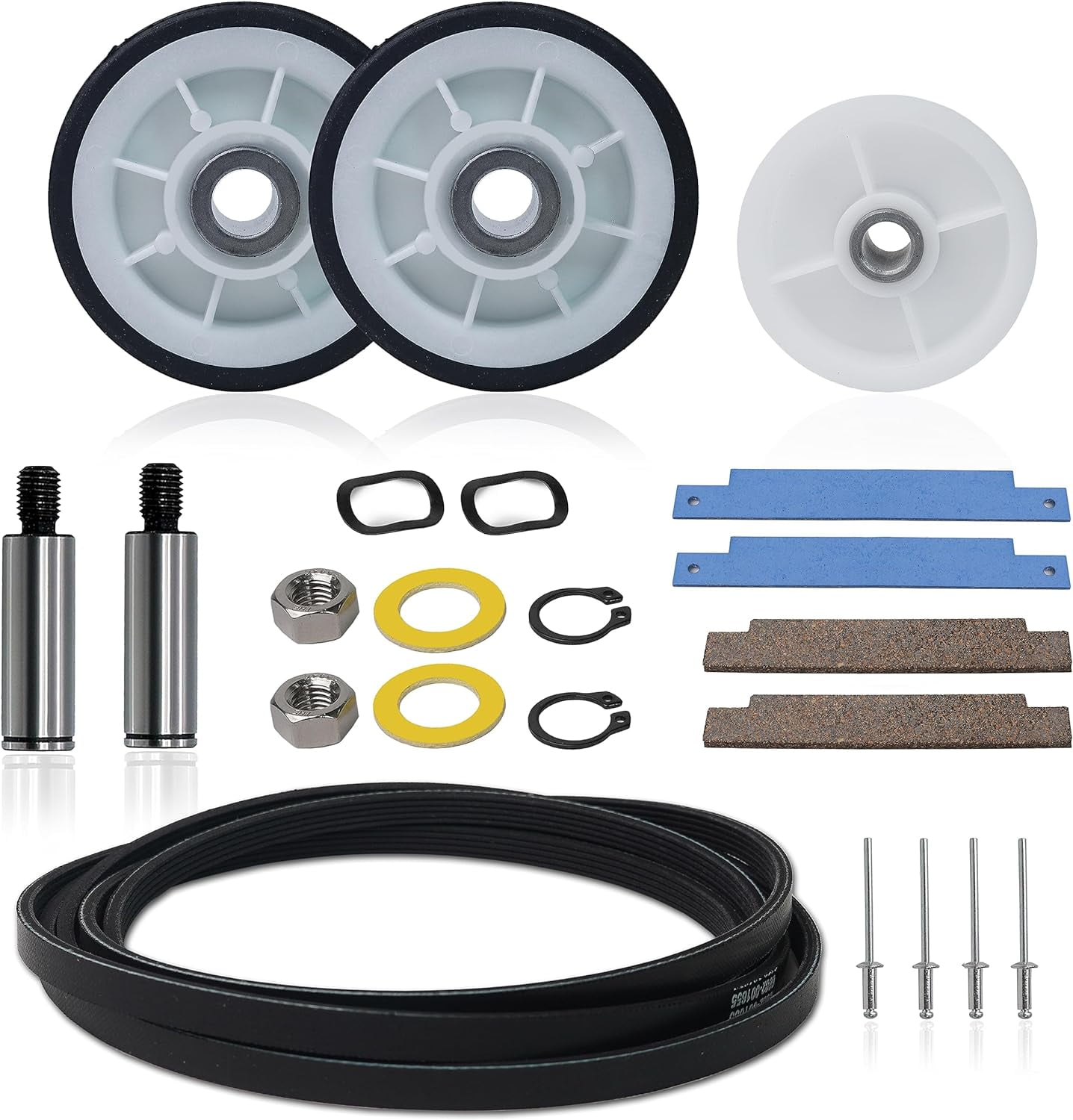 Dryer Roller Wheel Drum Support Kit Kit Maytag 12001541 312948 2 Pack + Idler