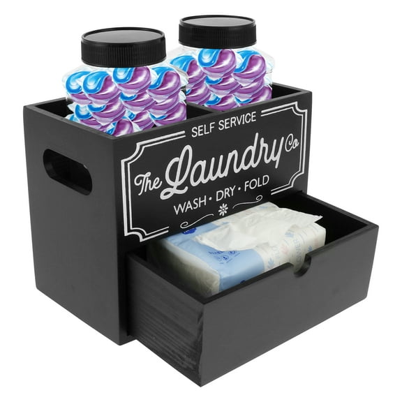 Dryer Sheet Container for Laundry Room Organization, Laundry Pods Container Include 2 Plastic Jars with Lids for Laundry Room Storage, Drying Ball and Laundry Detergent Dispenser, Laundry Room Decor