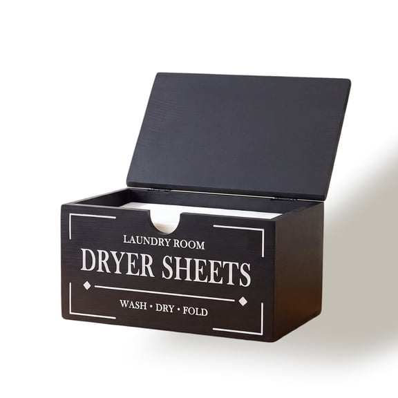 Dryer Sheet Holder-Black Dryer Sheet Container with Lid,Wooden Laundry Room Organization and Storage,Rustic Farmhouse Dryer Sheet Dispenser for Laundry Room Decor,Fabric Softener Containers