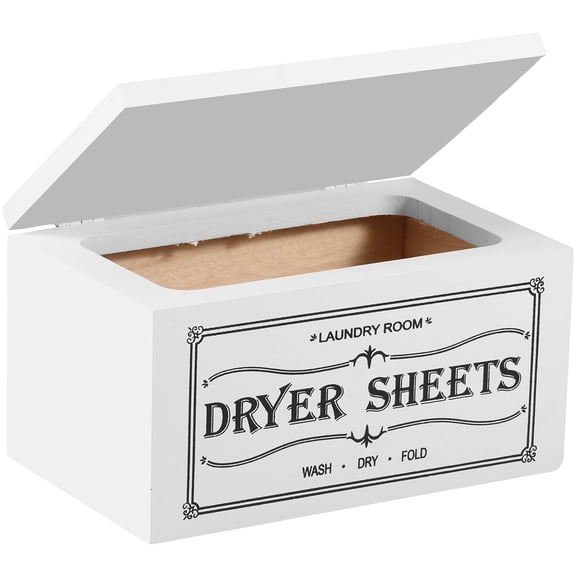 Wooden Dryer Sheet Holder with Lid, Farmhouse Laundry Room Organization & Storage Box for Fabric Softener Sheets, 7.8x4.9x4.3 in