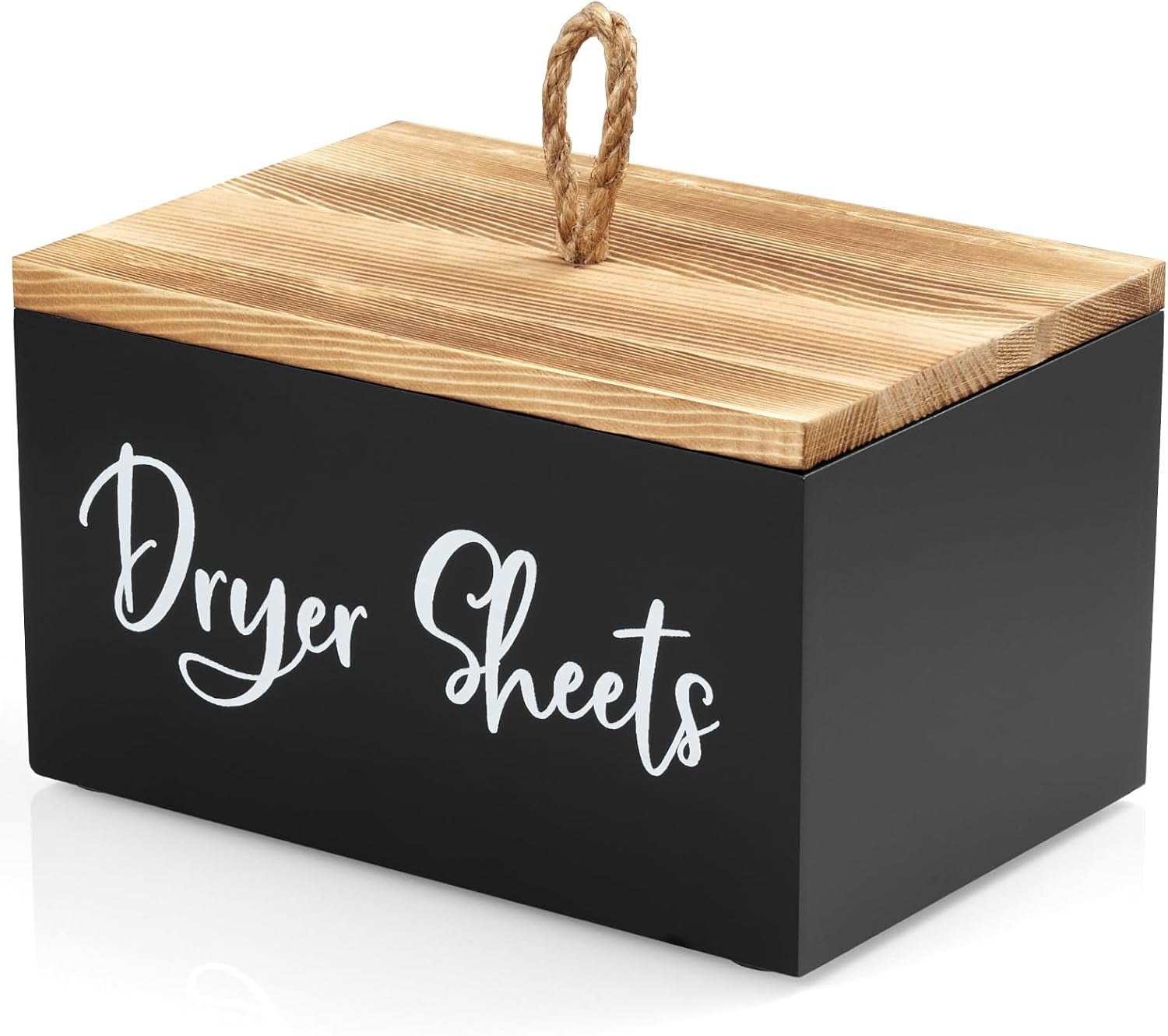 Dryer Sheet Holder, Wooden Laundry Sheets Container, Room Organization and Storage for Farmhouse Decor Accessories, Fabric