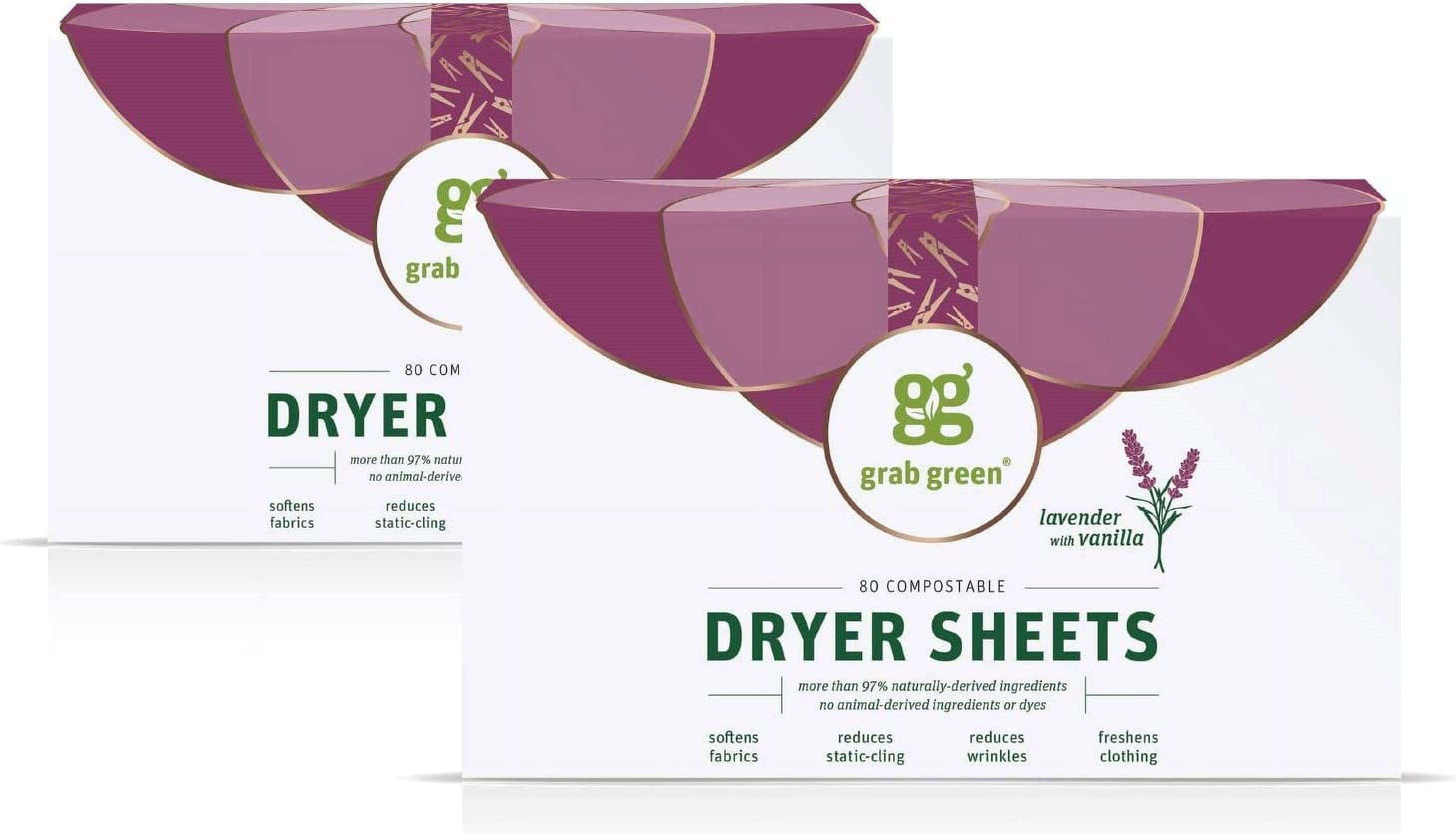 Dryer Sheets, 160 Sheets, Lavender Vanilla Scent, Plant and Mineral Based, Compostable, Softens Fabrics, Reduces Static Cling and Wrinkles