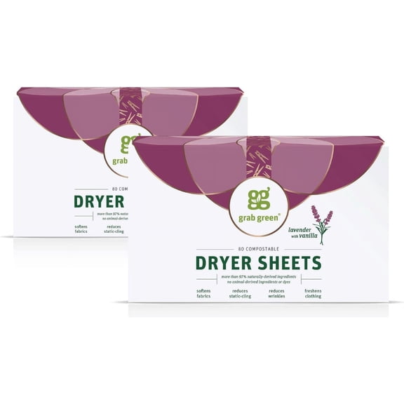 Dryer Sheets, 160 Sheets, Lavender Vanilla Scent, Plant and Mineral Based, Compostable, Softens Fabrics, Reduces Static Cling and Wrinkles
