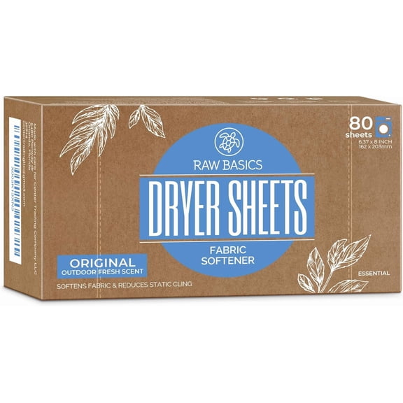 Dryer Sheets, 80 Bulk Loads - Laundry Fabric Softener Strips to Guard Against Static - Non Toxic for Sensitive Skin - Zero Waste and Plastic Free - Lightly Scented with Wrinkle Release Technology