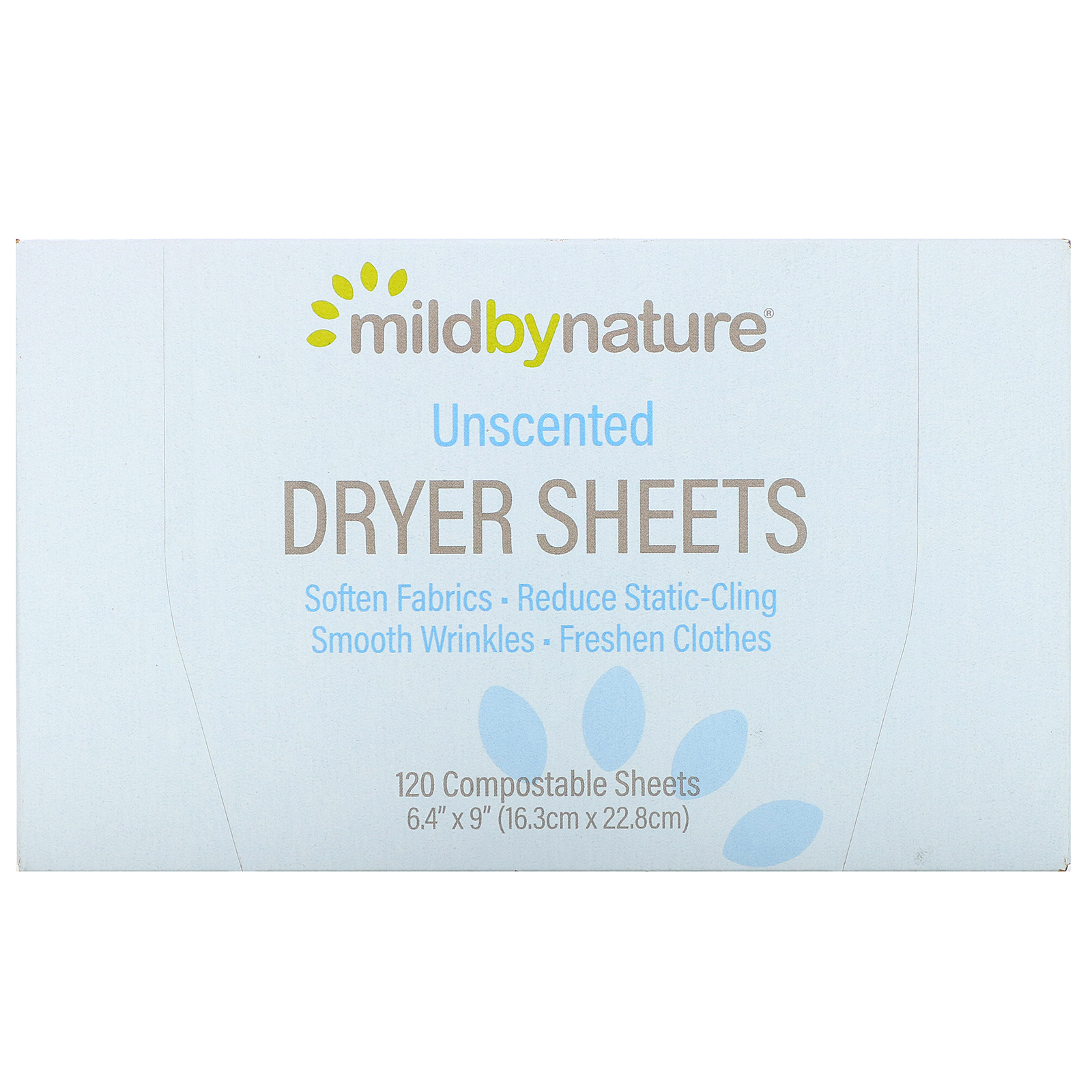 Dryer Sheets, Unscented, 120 Compostable Sheets, Mild By Nature - image 1 of 2