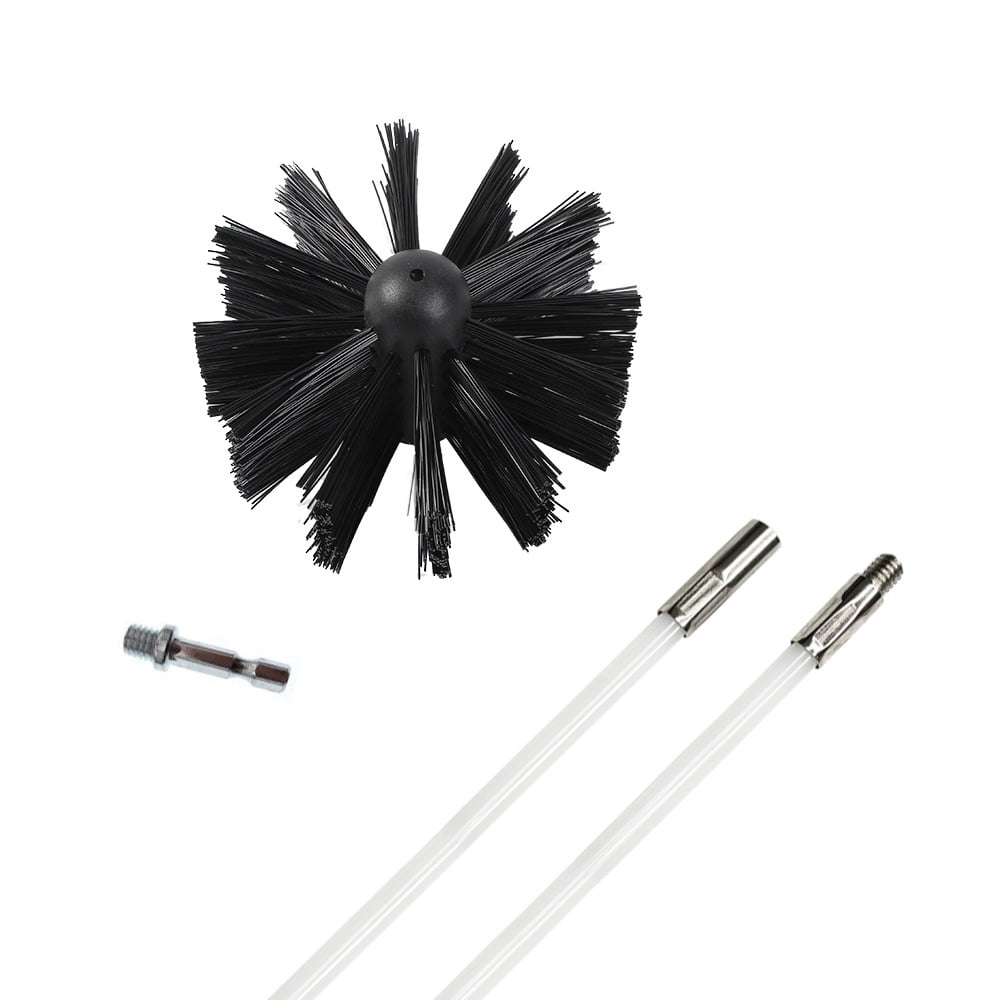 Dryer Vent Brush - Dryer Vent Cleaner Kit - Dryer Duct Cleaning Kit Chimney （6 * 410mm long rod+1 100mm brush head+1 hexagonal rod）