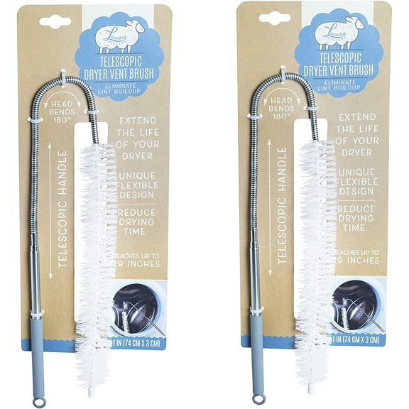 Dryer Vent Brush, Flexible Lint Remover Cleaning Tool, Sturdy Telescopic 29-Inch Handle, Head Bends 180 Degrees, Reduces Drying Time and Extends Dryer Life, 2 Pack