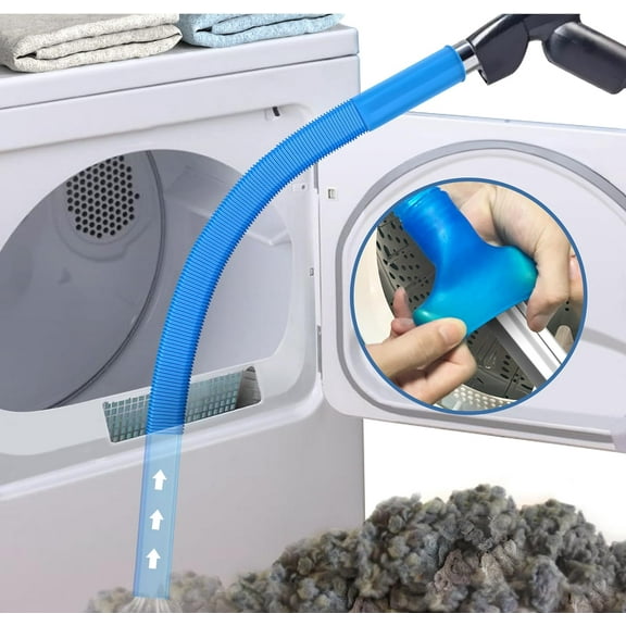 Dryer Vent Cleaner Kit Dryer Lint Vacuum Attachment with Stretch Universal Connector, Dryer Vent Cleaning Tool Vacuum Hose Lint Remover, Blue