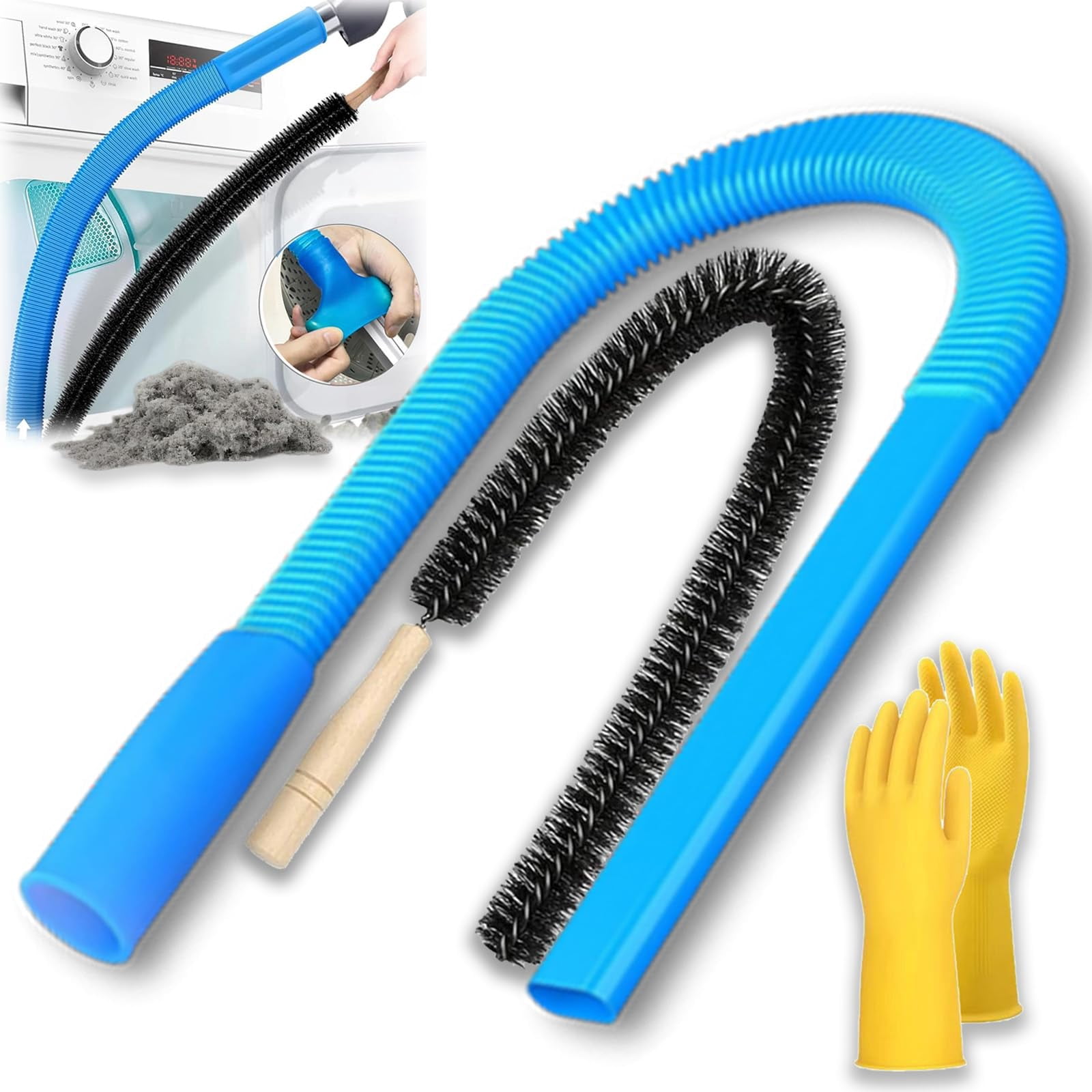 Dryer Vent Cleaner Kit with Flexible Vacuum Hose and Lint Brush, Universal Fit Tool