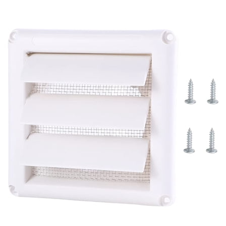 Dryer Vent Cover, 4" Outdoor Louvered Wall Air Vent Hood Outlet Cover with Grille Screen for HVAC System Front Plate