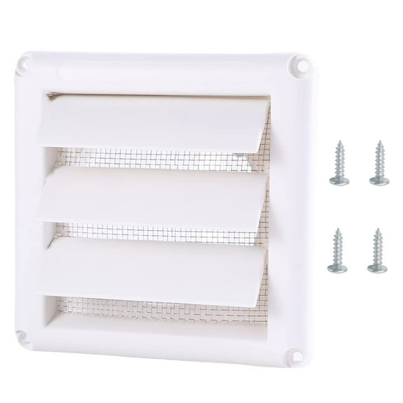 Dryer Vent Cover, 4" Outdoor Louvered Wall Air Vent Hood Outlet Cover with Grille Screen for HVAC System Front Plate