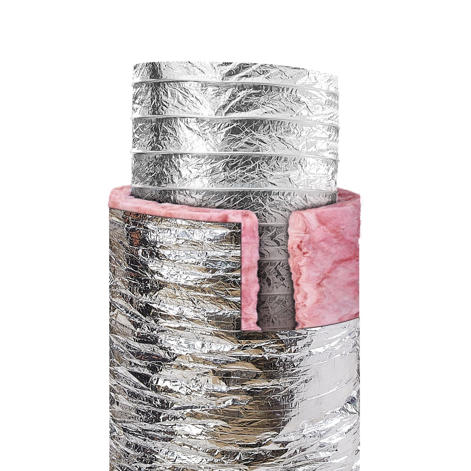 Dryer Vent Hose 4'' Insulated Flexible Duct 25FT Long With 2 Duct Clamps, Aluminum, 3-Layer Tough, Efficient Insulation, for home garage workshop dryer and utility ventilation use, easy to use
