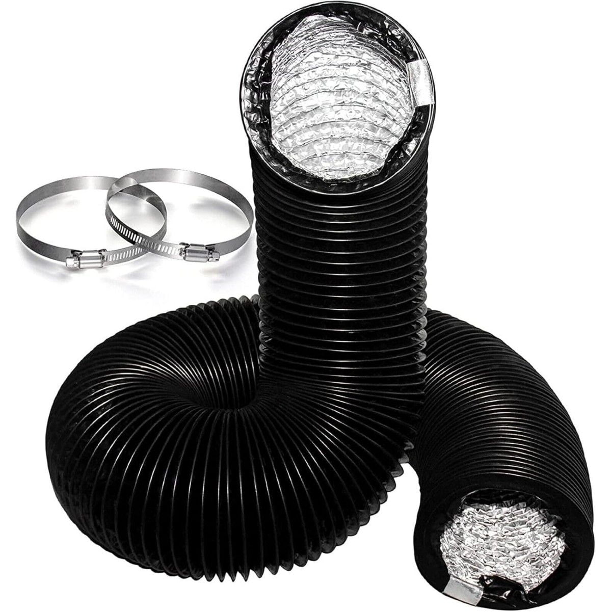 Dryer Vent Hose, 8" Insulated Flexible Duct 10FT with 2 Duct Clamps