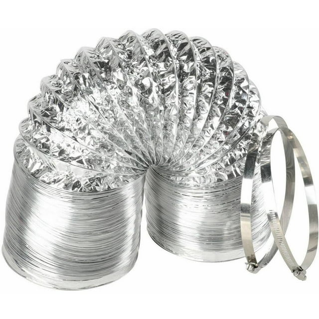 Dryer Vent Hose Flexible 8" Aluminum Ducting 10Ft Long with 2 Duct