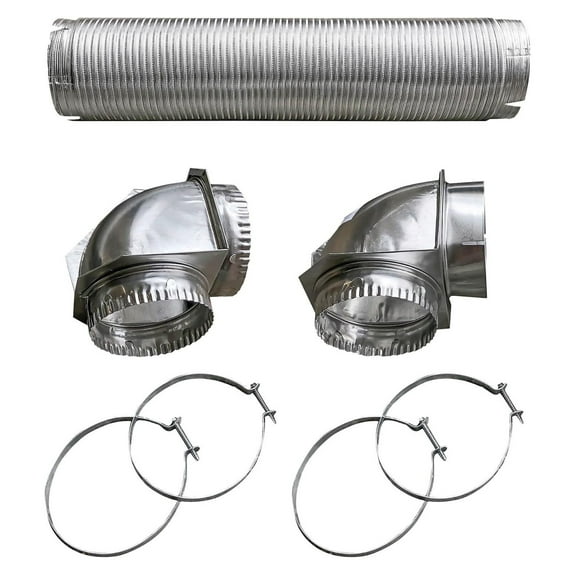 Dryer Vent Kit 4x8ft - Semi-Rigid Aluminum Duct with 90 Degree Elbow - V430 Readi-pipe - Clothes Dryer Exhaust Vent Connector - Silver No Size