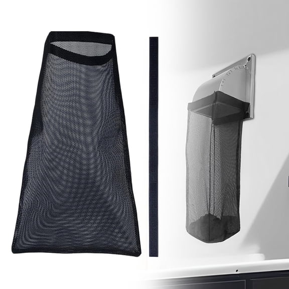 Dryer Vent Lint Bag Dryer Lint Trap, Upgraded Polyester Mesh Dust Catcher Bag with Hook and Loop Fastener Strips for Outdoor 4 Inch Dryer Vent Pipe Cover Hood, Black, 1 Pack