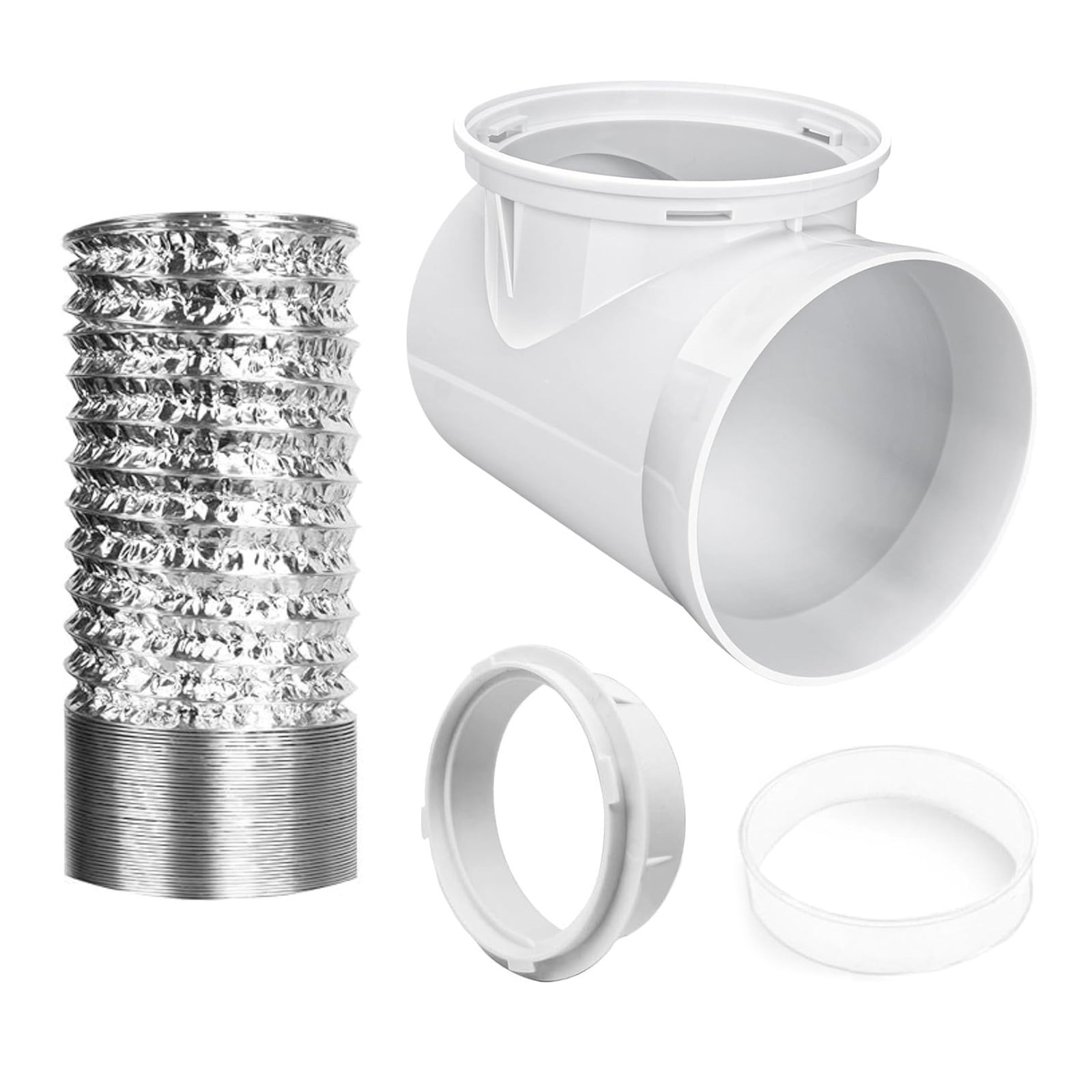 Dryer Vent Set with 90 Degree Elbow Connector & Wall Plate for Quick Installation in Tight Spaces