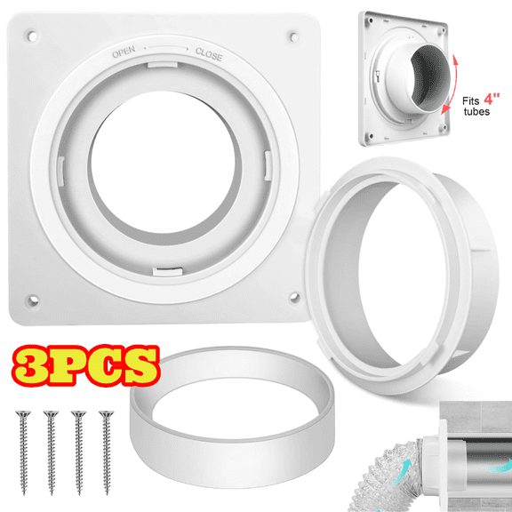 Dryer Vent Wall Plate, Dryer Vent Connector Kit Include Quick Connect & Disconnect Twist Lock, 4 inch Dryer Duct Connector Kit, for Dryer Washer Bathroom