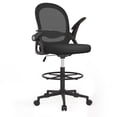 thumbnail image 1 of Dryfeedo Tall Office Chair with footrest, Ergonomic Drafting Chair with Adjustable Flip-up Armrests, Standing Desk Chair,Black, 1 of 10