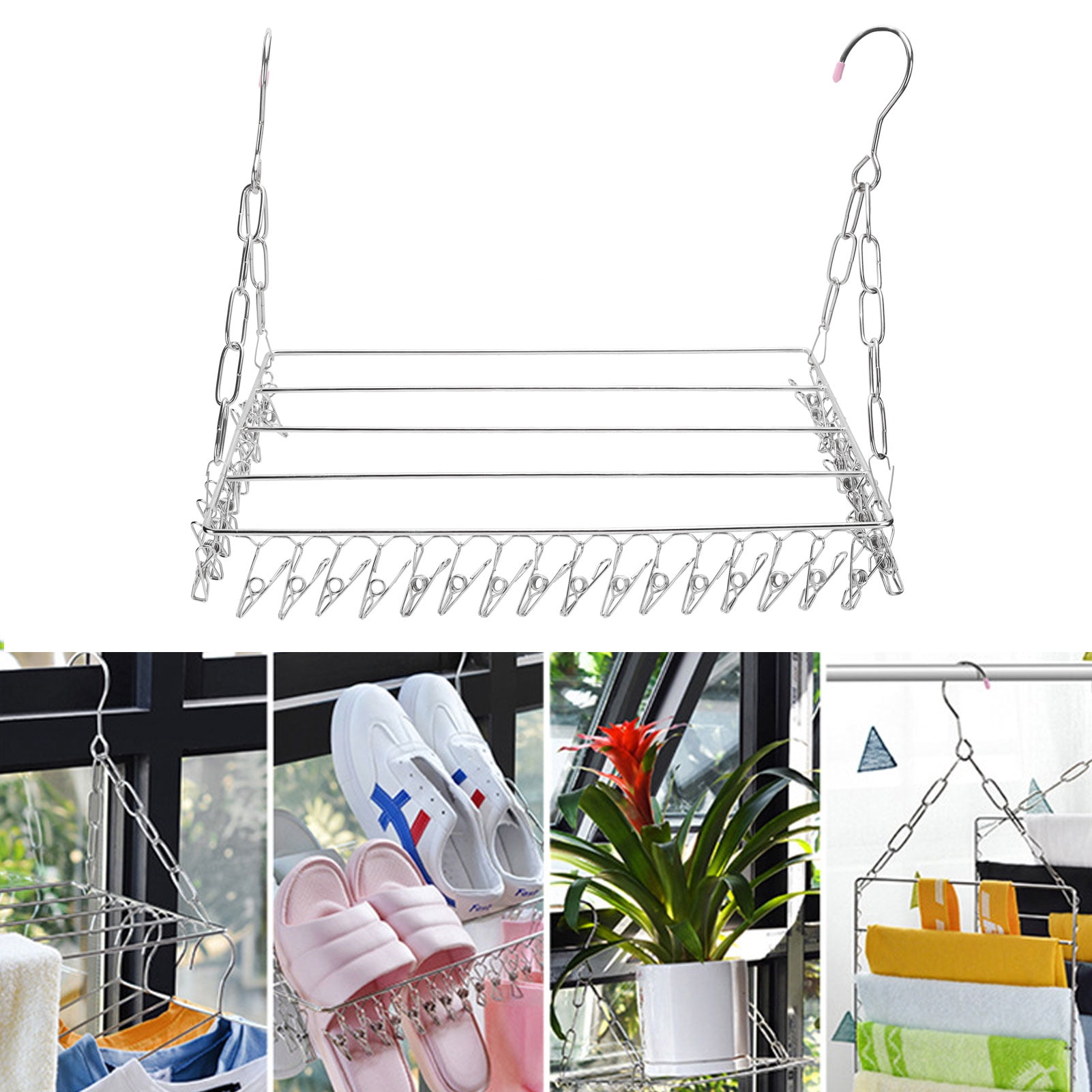 Drying Hanger, Sturdy And Durable With 36 Clips Clothes Drying Rack, For Balconies,Window Drying