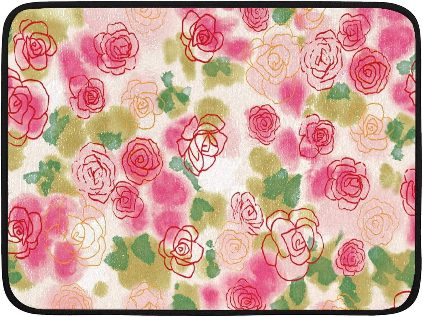 Drying Mat for Kitchen Counter Country Flowers Dish Drying Mat Dish