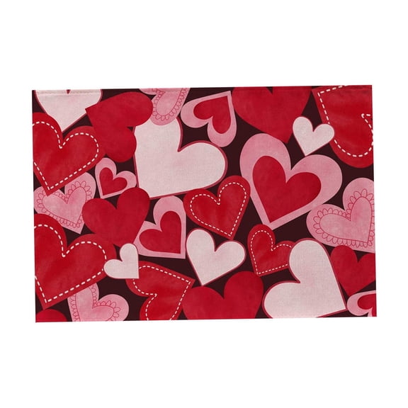 Drying Mat for Kitchen Counter Red and Black Heart-Shaped Absorbent Pad,16x18In Super Fiber Multifunctional for Dishes or Coffee Bar,Bar Mats for Countertop Heat Protection