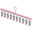 thumbnail image 1 of Drying Rack, 14 × 3.3 Inch Closet Racks with 10 Clips, Heavy Duty Stainless Steel Sock Pant Hangers, Space Saving Durable Metal Clothes Organizer for Jeans, Slacks, Shorts, Skirt,Light Pink, 1 of 9
