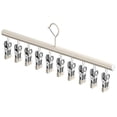 thumbnail image 1 of Drying Rack, 14 × 3.3 Inch Closet Racks with 10 Clips, Heavy Duty Stainless Steel Sock Pant Hangers, Space Saving Durable Metal Clothes Organizer for Jeans, Slacks, Shorts, Skirt,Beige, 1 of 9