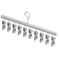 thumbnail image 1 of Drying Rack, 14 × 3.3 Inch Closet Racks with 10 Clips, Heavy Duty Stainless Steel Sock Pant Hangers, Space Saving Durable Metal Clothes Organizer for Jeans, Slacks, Shorts, Skirt,White, 1 of 9