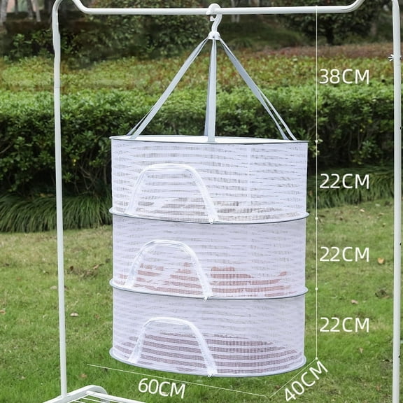 Drying Rack 3 Layer Hanging Mesh Net for Plants Hanging Drying Fish Net Foldable Hanging Mesh Dryer for Buds, Fruits, Hydroponics Flowers, Vegetables, Fish, or Clothes, DollWhite