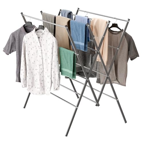 Drying Rack Clothing,Large 12 Drying Poles Clothes Drying Rack,Foldable Portable Laundry Drying Rack for Air Drying Clothing,Towel,Delicate Eac for Indoor & Outdoor