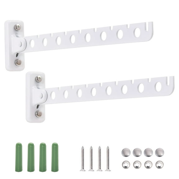 Drying Rack Clothing Wall Mounted White Laundry Hangers 2 Pack