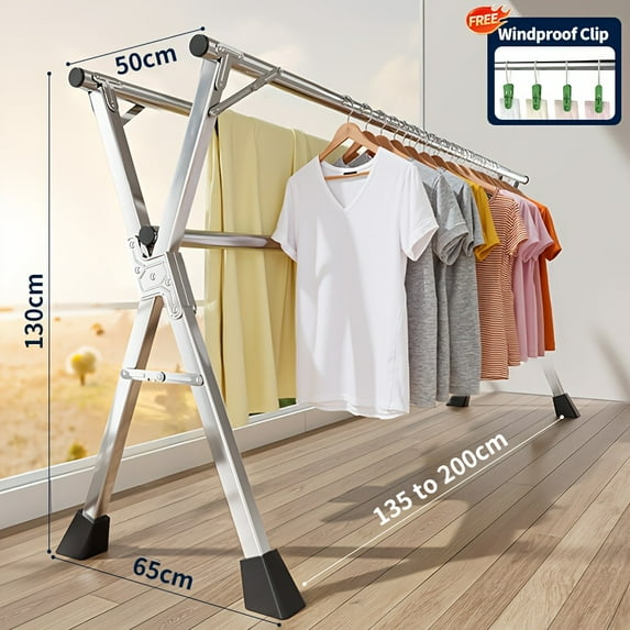 Drying Rack, Metal Drying Rack, Heavy Duty Folding Drying Rack For Home And Outdoor Use, Retractable Large Capacity Drying Rack With Stable X-frame Construction, Metal Laundry Drying Rack