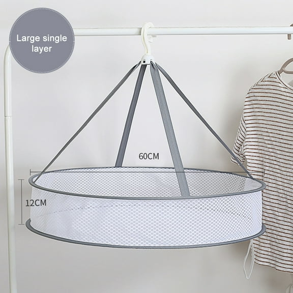 Drying Rack Net 1 Layers Collapsible Mesh Basket Dryer Net White Mesh Clothes Hanging Dryer Rack for Lingerie Underwears Woollen Sweater Garments Plush Hanger Rack