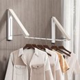 thumbnail image 1 of Drying Rack Wall Mounted Foldable Laundry Clothes Hanger with 74 cm Drying Rod Wall Coat Racks Laundry Racks for Laundry Room, Retractable Clothes Aluminum Home Storage Organiser Space Savers(White), 1 of 6