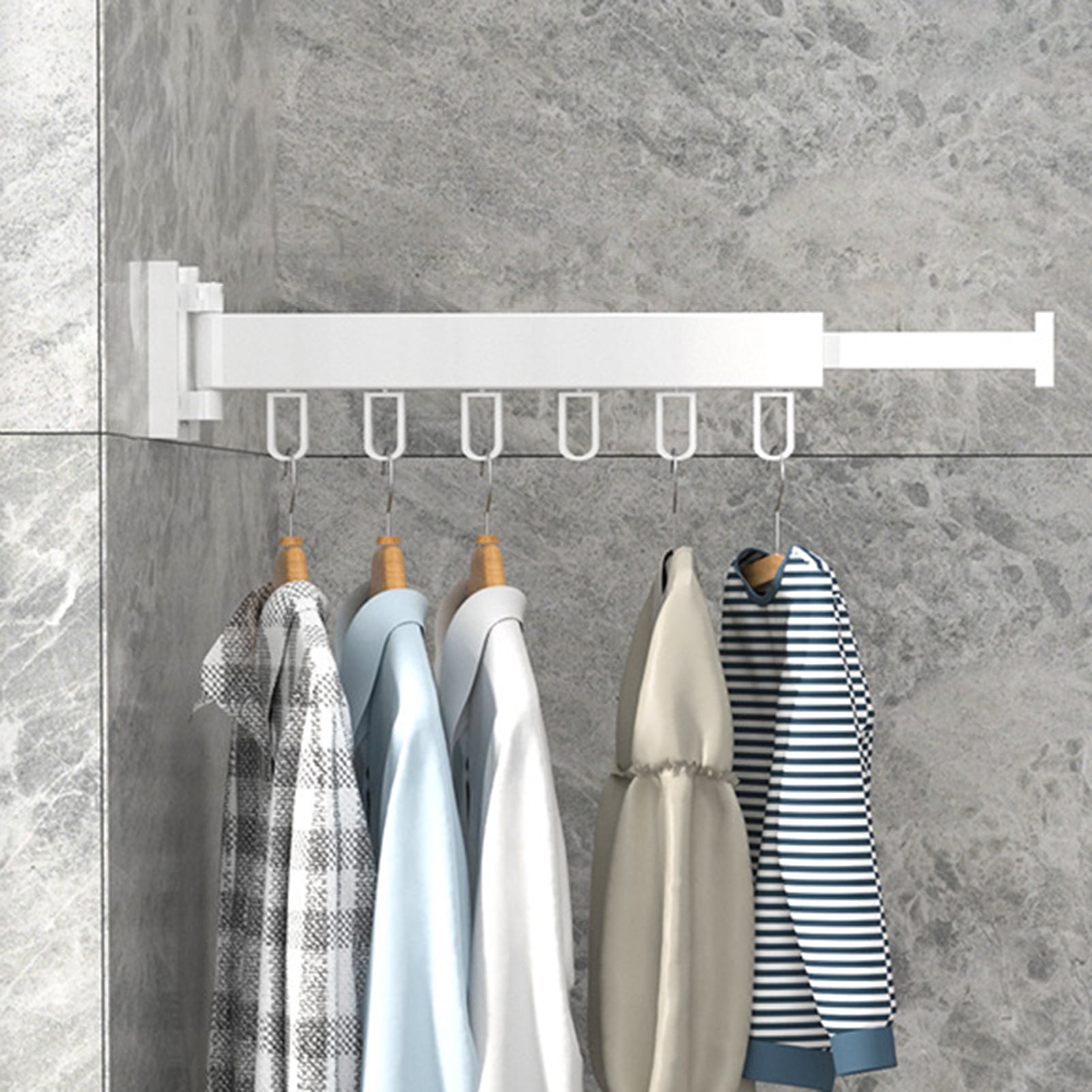 Drying Rack Wall Mounted Space Save Folding 1/2 Poles Retractable ...