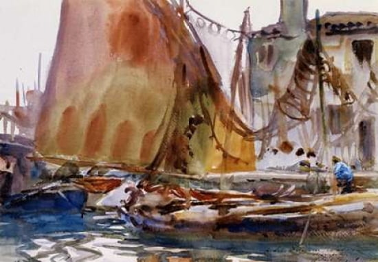 Drying Sails 1902-04 Canvas Art - John Singer Sargent (24 x 36)