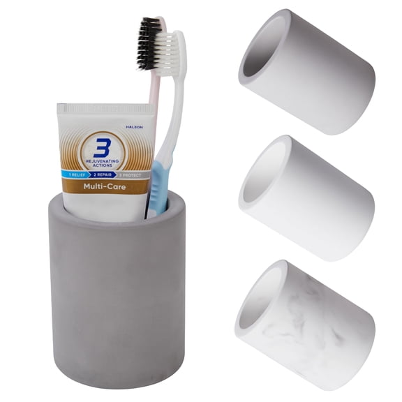 Drying Stone Toothbrush Holder, Diatomite Toothbrush Holders for Bathroom Counter, Quick Drying Electric Toothbrush and Toothpaste Holder Bathroom Organizer, Marble White
