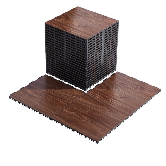 Dryland Tiles for Gym Floor Mat, 12.4" x 12.4" Interlocking Dance Training Mats, 25 PCS PP+PVC Puzzle Tiles, Non-Slip Waterproof Surface, Impact-Resistant Flooring for Ballet, Tap, Brown