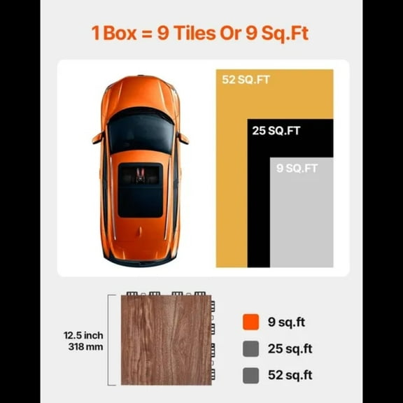 Dryland Tiles for Gym Floor Mat, 12.4 x 12.4 in Interlocking Dance Enthusiasts Training Mat, 25 PCS Interlocking PP+PVC Puzzle Floor Tiles, Brown