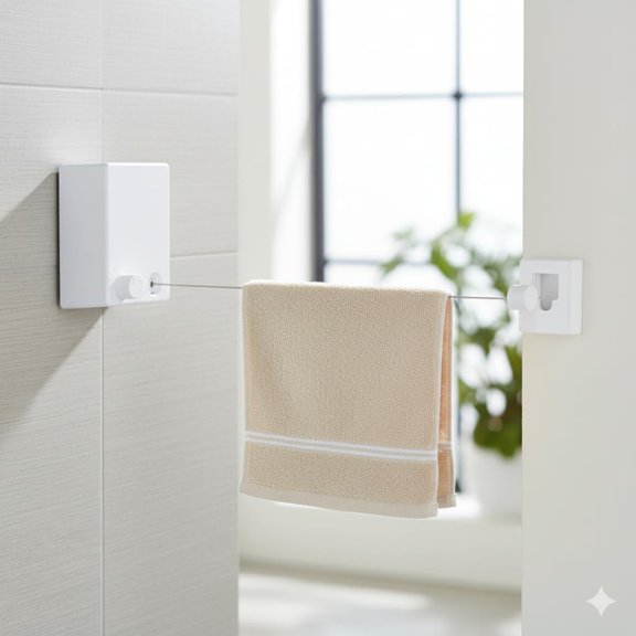 Dryline Retractable Clothesline, White, Indoor Outdoor Wall Mounted Drying Rack, 15kg Weight Capacity, 4.2m Length, for Laundry Room, RV, Bathroom