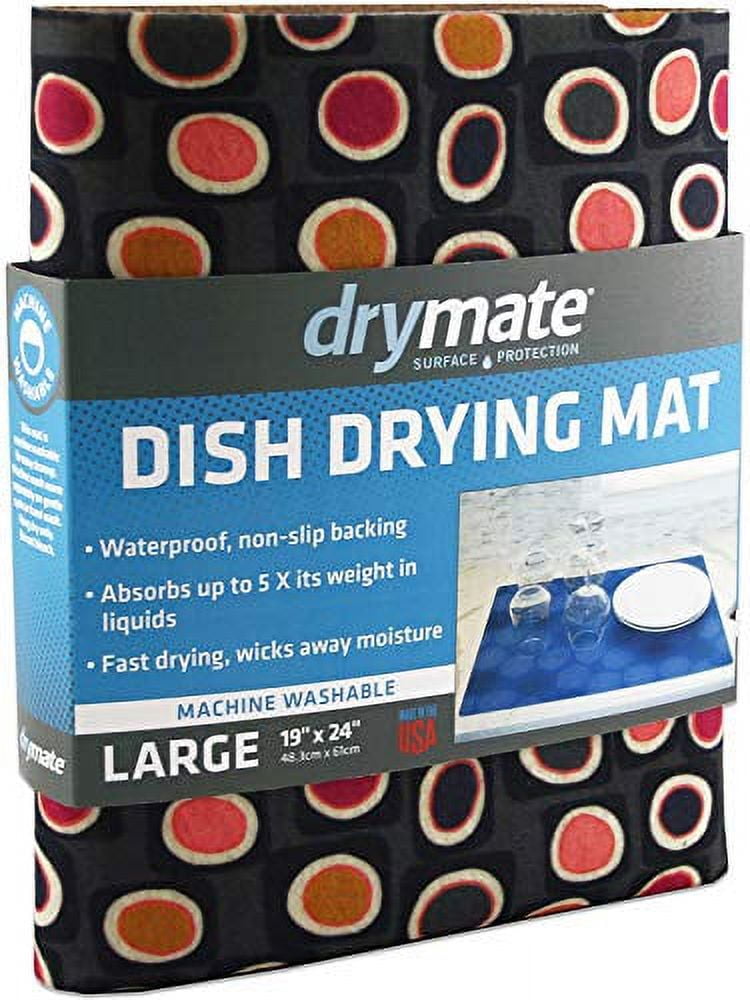 Drymate Premium Dish Drying Mat, XL Size 19 inch x 24 inch , Absorbent Fabric Low-Profile Kitchen Drying Pad - Waterproof - Machine Washable/Durable (