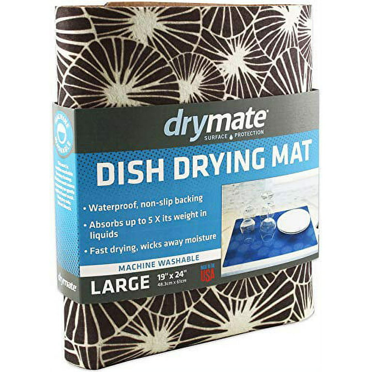Drymate Dish Drying Mat, Premium XL - 19 x 24 - Kitchen Dish Drying Pad Absorbent/Waterproof Machine Washable (Kahopo Grey)