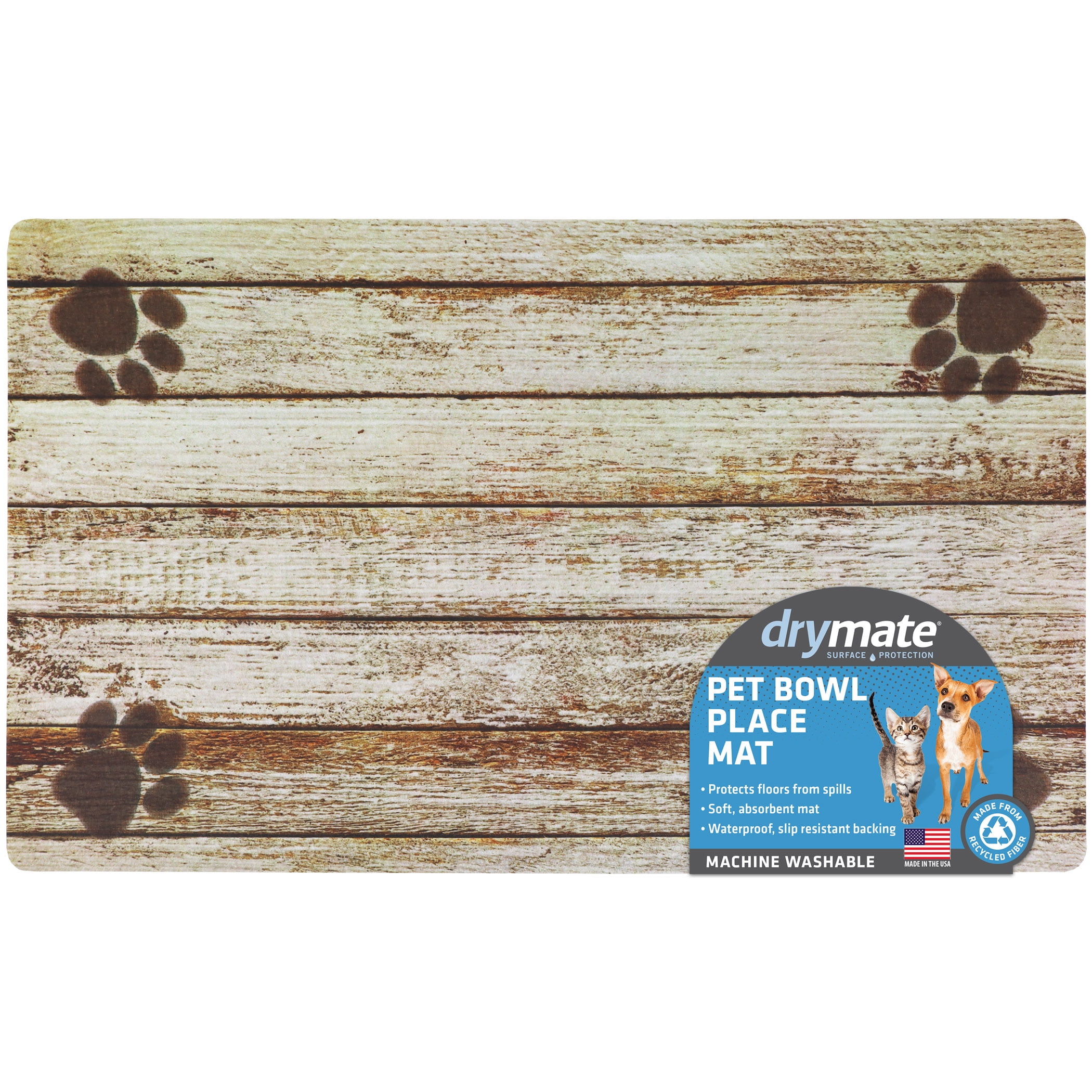 Drymate Distressed Wood Tan Pet Feeding Placemat 12" x 20"