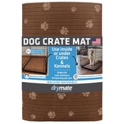 Drymate Dog Crate Mat Liner, Absorbent, Waterproof, Non-Slip, Machine Washable, Use Under Pet Cage to Protect Floors, Customizable, Brown Stripe Tan Paw, 27" x 42"